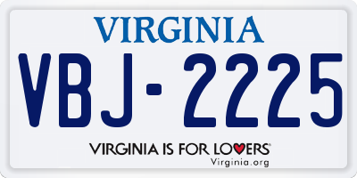 VA license plate VBJ2225