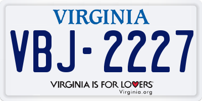 VA license plate VBJ2227