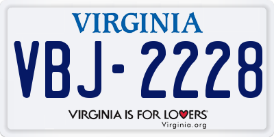 VA license plate VBJ2228
