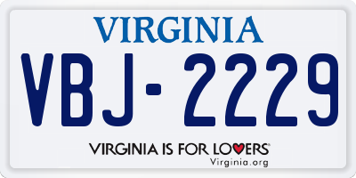 VA license plate VBJ2229