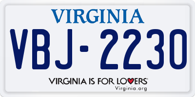 VA license plate VBJ2230