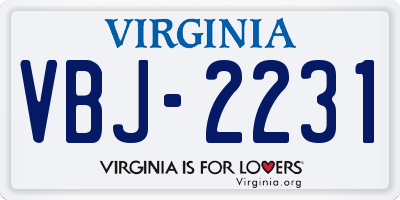 VA license plate VBJ2231