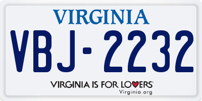 VA license plate VBJ2232
