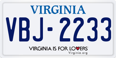 VA license plate VBJ2233