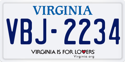 VA license plate VBJ2234