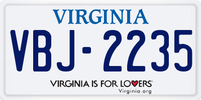 VA license plate VBJ2235
