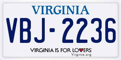 VA license plate VBJ2236