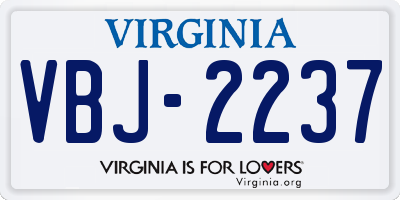 VA license plate VBJ2237