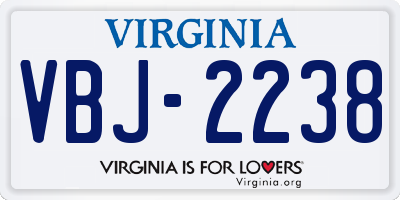 VA license plate VBJ2238