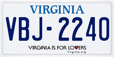 VA license plate VBJ2240