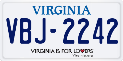 VA license plate VBJ2242