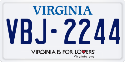 VA license plate VBJ2244