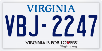 VA license plate VBJ2247