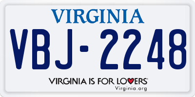 VA license plate VBJ2248