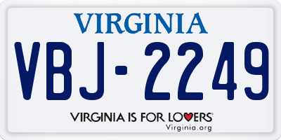VA license plate VBJ2249