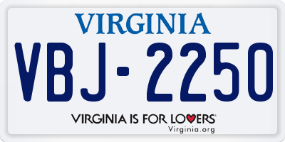 VA license plate VBJ2250