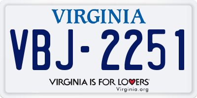VA license plate VBJ2251