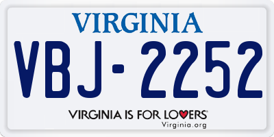 VA license plate VBJ2252