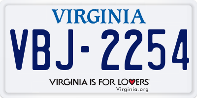 VA license plate VBJ2254