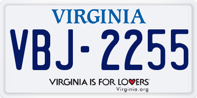VA license plate VBJ2255