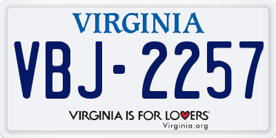 VA license plate VBJ2257