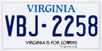 VA license plate VBJ2258