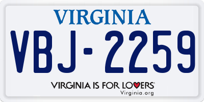 VA license plate VBJ2259