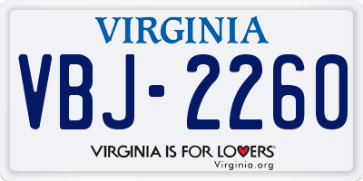 VA license plate VBJ2260
