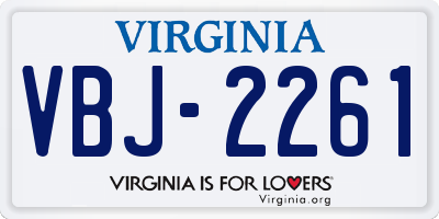 VA license plate VBJ2261