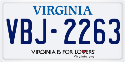 VA license plate VBJ2263