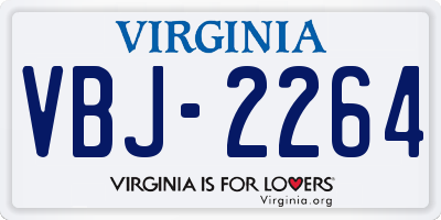VA license plate VBJ2264