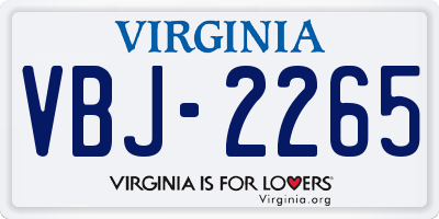 VA license plate VBJ2265