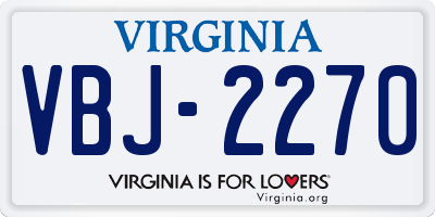 VA license plate VBJ2270
