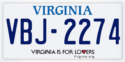 VA license plate VBJ2274