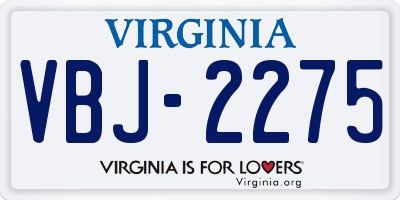 VA license plate VBJ2275