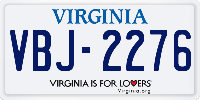 VA license plate VBJ2276