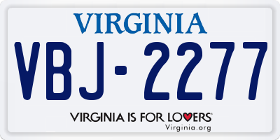 VA license plate VBJ2277