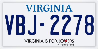 VA license plate VBJ2278