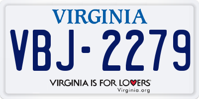 VA license plate VBJ2279