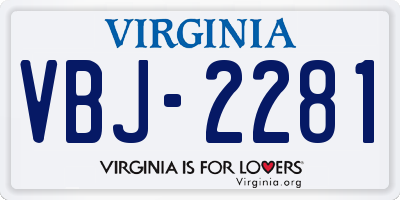 VA license plate VBJ2281
