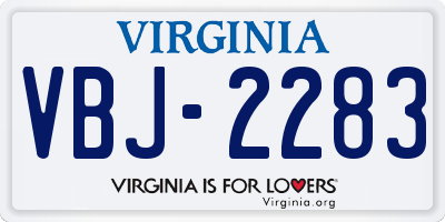 VA license plate VBJ2283