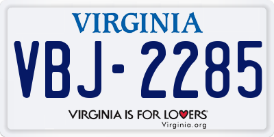 VA license plate VBJ2285