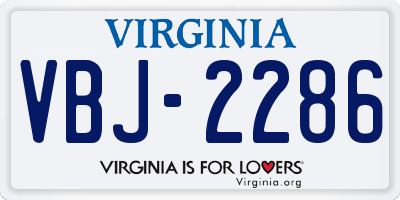 VA license plate VBJ2286