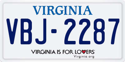 VA license plate VBJ2287