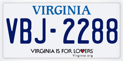 VA license plate VBJ2288