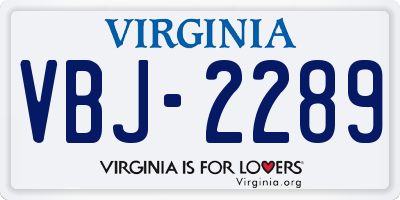 VA license plate VBJ2289