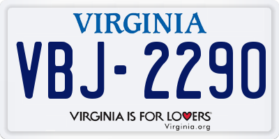 VA license plate VBJ2290