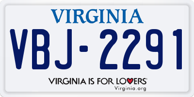 VA license plate VBJ2291