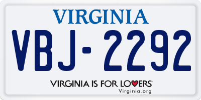 VA license plate VBJ2292