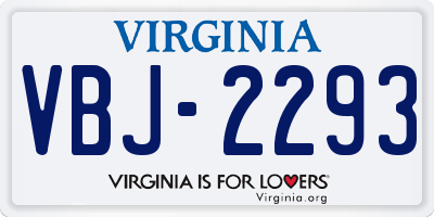 VA license plate VBJ2293